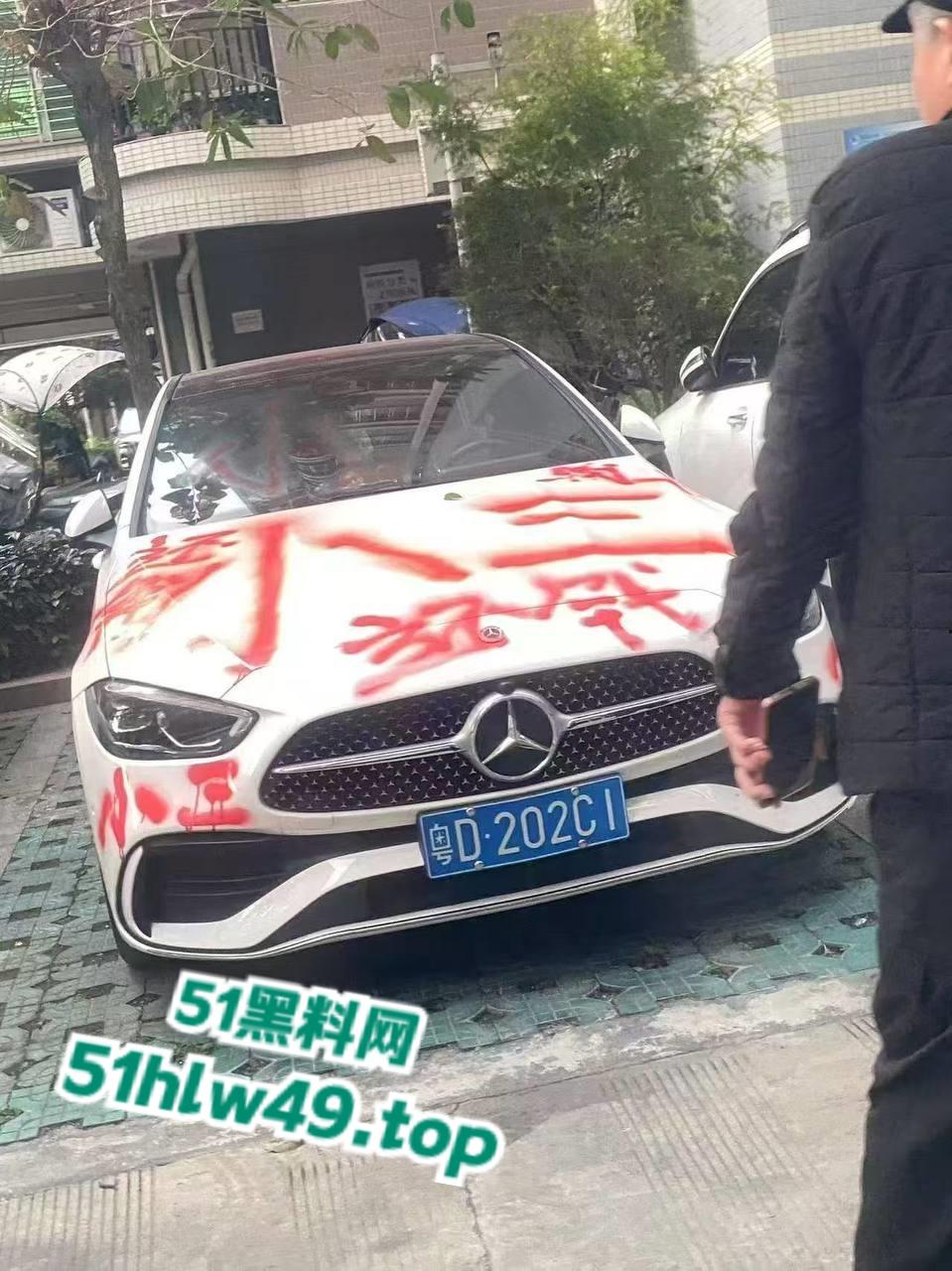 广东汕头肥猪女捉奸，小三车上涂鸦带人当街殴打，肥婆已被逮捕求谅解只能净身出户。-1